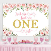 Lofaris Lovely Her Is Onederful Pink Flower Birthday Backdrop